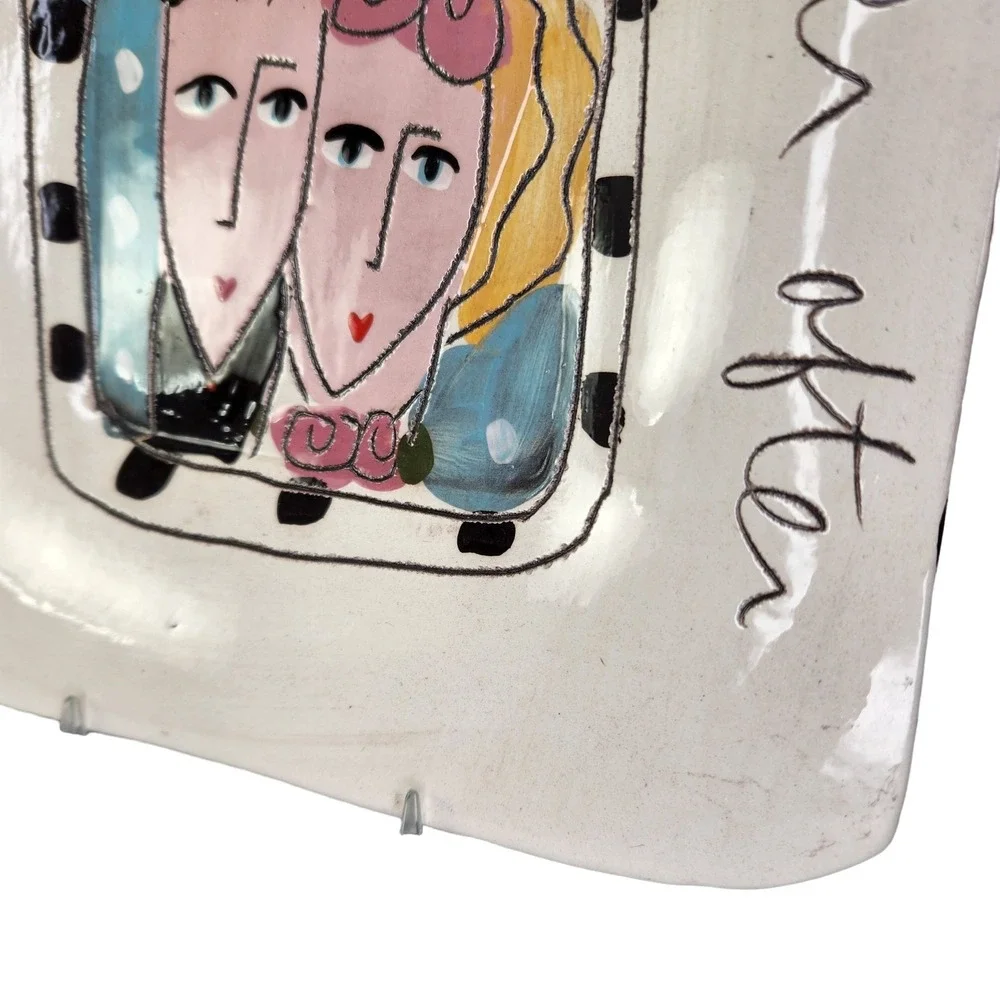 Sandra Magsamen Original Art Plate Wedding Anniversary Pottery Signed Decor READ